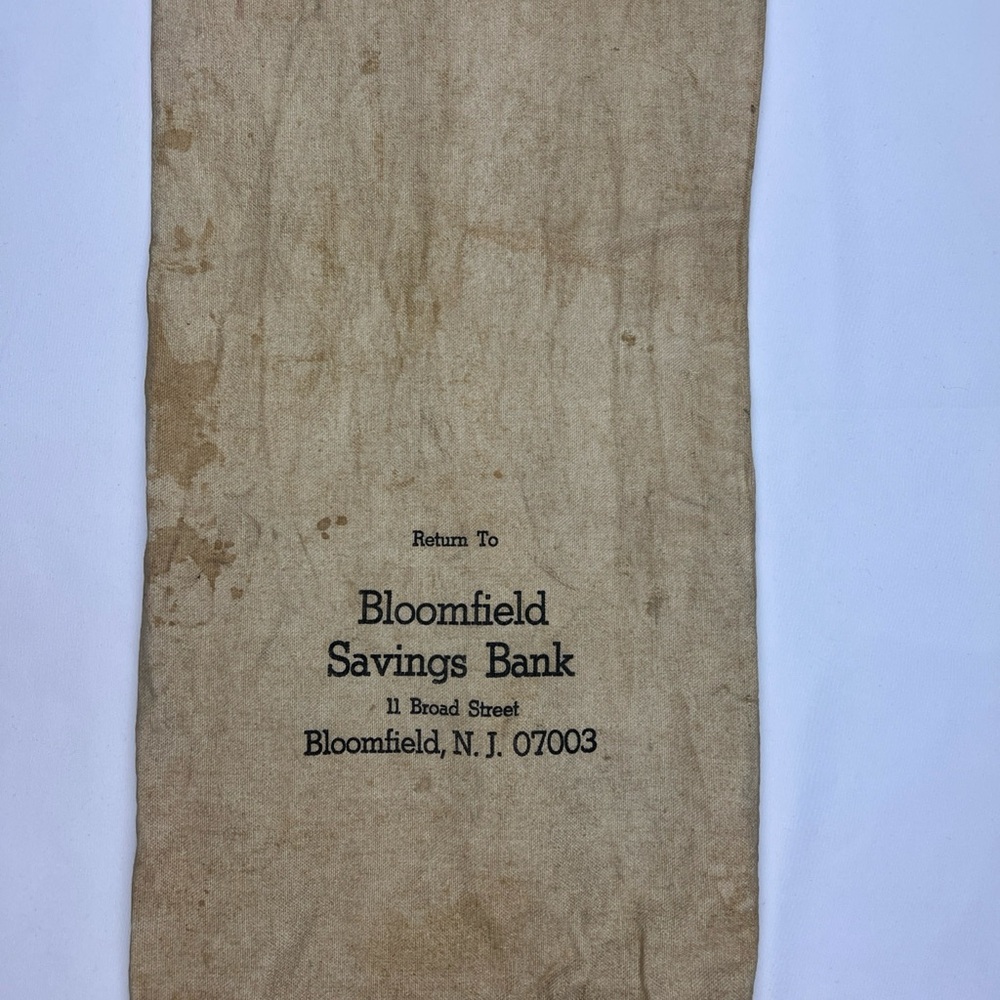 Vintage 1950-60s Canvas Bank Money Deposit Bag Coin Sack Movie Film Prop & Decor